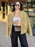 GORUNRUN Sequin Luxury Female Coat Fashion Patchwork Glitter High Street Pocket Elegant Vintage Woolen Coat Pocket Women Cardigan