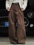 Gorunrun- High Waist White Pleated Casual Long Wide Leg Pants New Loose Fit Trousers Women Fashion Tide Spring Autumn