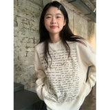 GORUNRUN-Y2K Print T Shirts Women Streetwear Oversized Letter Tops Harajuku Korean Fashion O Neck Long Sleeve Casual All Match Tees New