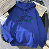 Gorunrun-1898 Brooklyn New York Printed Women Hoodies Fashion Fleece Hoody Creativity Pullover Clothing Street Loose Sweatshirts Women'S