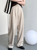 GORUNRUN-Old Money Style linen Suit Pants For Women Office Beige Black Khaki Spring Autumn  Drape Loose Leg Pants Dressy