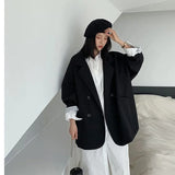 GORUNRUN-Blazers Women Minimalist Solid Outwear Loose Elegant Retro Official Fashion High Street Feminine All-match Spring Comfortable