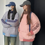 GORUNRUN-Winter Parkas Women Streetwear Striped Down Coats Oversized Patchwork Puffer Jacket Korean Thick Warm Cotton Padded Outwears New