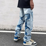 Gorunrun-Streetwear y2k 90s Fashion Hip Pop Style 2000s 2024 Grunge Clothes Y2K Streetwear Hole Ripped Stacked Jeans Pants For Men Kanye Washed Blue Hip Hop Denim Trousers Ropa Hombre