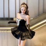 Gorunrun-hoco dresses -hoco dresses -Sexy Bow Slash Neck Strapless Dresses Summer Women's Dress New Solid Slim High Waist Fashion Slim A-line Wrapped Mini Dress