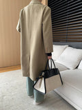 Gorunrun- Women Khaki Irregular Spliced Long Big Size Blazer New Lapel Long Sleeve Jacket Fashion Tide Spring Autumn