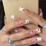 Gorunrun-Fall Nails DIY Long Ballet Fake Nails New Year's False Nail French Full Set Press on Nails DIY Detachable Valentine's Day Rhinestone Nail Tips