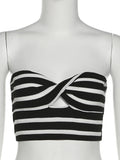 GORUNRUN Strapless Tube Tops Sexy Sweetheart Neck Ribbed Knit Tanks Top Twisted Knot Front Sleeveless Summer Y2K Camisole Crop Top