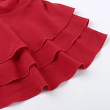 Gorunrun-Sexy Backless Lace up Strapless Sling Dresses for Summer Women's Dress 2024 New Elegant High Waist Solid Red Ruffled Mini Dress