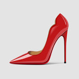 GORUNRUN-2024 New 12cm Pointed Black High Heels, Women's Fine Heels, Elegant Charm, Sexy Shallow Mouth Large Red Sole Single Shoes