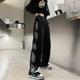 GORUNRUN Bf Striped Baggy Sweatpants Streetwear Hip Hop Women Black Wide Leg Pants Harajuku Casual Oversized 3Xl Straight Trousers