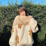 GORUNRUN-Sweet Cartoon Bear Sweater Women Cute Knitted Pullovers Japanese Harajuku Oversized Knitwears Korean Loose Casual Jumper Tops