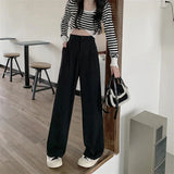 GORUNRUN Korean Suit Wide Leg Pants Women Office Elegant High Waist Loose Straight Trousers Streetwear Casual Ankle-Length Pants