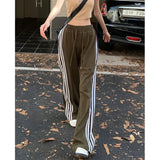 GORUNRUN 4Xl Striped Sweatpants Women Harajuku Casual Wide Leg Pants Streetwear Oversized Joggers High Waist Baggy Sports Trousers