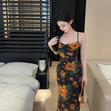 Gorunrun-Y2K Rose Flower Backless Cut Out Dress Women Sexy Sleeveless Summer Elegant Beachwear Chic Party Casual Dresses