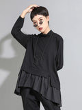 GORUNRUN Loose Fit Asymmetrical Ruffles Sweatshirt New High Collar Long Sleeve Women Big Size Fashion Tide Spring Autumn