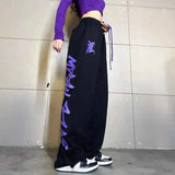 GORUNRUN-Streetwear Jogging Sweatpants Women Y2K Graffiti Print Loose Wide Leg Pants Harajuku Hip Hop Drawstring Casual Sports Trousers