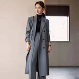 GORUNRUN-Long Trench Coat Women Office Lady Elegant Double Breasted Blazer Jacket Streetwear Overcoats Korean Harajuku Casual Windbreaker