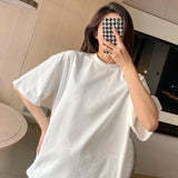 GORUNRUN Men and Women Pure Cotton Short Sleeved Oversized Top Loose and Versatile Summer Couple T-shirt Black and White Top Clothes