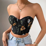 GORUNRUN-Sleeveless Bustier Tank Tops Summer Women's Sexy Slim Fit Corset Cropped Top Fashion Push Up Bra Female Lingerie Bodyshaper Vest