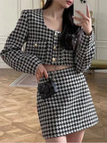 GORUNRUN-Spring Autumn New Skirt Set 2 Piece Sets Women Outfit Long Sleeve Short Coat A-Line Mini Skirts Korean Chic Elegant Fashion Suit