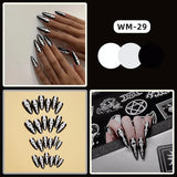 Gorunrun-Halloween Nails 24Pcs Skull Finger Long Fasle Nails Wear Dark Style Funny Retro Trend Ghost Face Claws Halloween Fasle Nail For Women and Girls