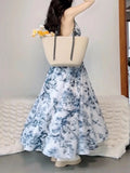 GORUNRUN-Graduation Gift Back to School Season Summer Dress Spring Outfit Fashion New Women Floral Print Casual Dress Summer Spaghetti Strap A-Line Party Beach Maxi Robe Female Holiday Vestidos Clothes