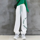 GORUNRUN-Fashion Loose Women Streetwear Straight Pants Summer Harajuku High Waist Hip Hop Sweatpants Korean Letter Elastic Trousers New