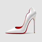 GORUNRUN-2024 New 12cm Pointed Black High Heels, Women's Fine Heels, Elegant Charm, Sexy Shallow Mouth Large Red Sole Single Shoes