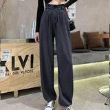 GORUNRUN Y2K High Waist Elastic Wide Leg Pants Women Spring Harajuku Hip Hop Straight Trousers Casual Korean Lace Up Sweatpants