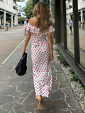 GORUNRUN- GORUNRUN Graduation Gift Back to School Season Female Sheer Lace-up Long Dress Spring Summer 2024 New Partywear Polka Dot White Dress U-Neck Maxi Dress