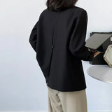 GORUNRUN-Button Back Split Silhouette Double Breasted Plus Blazer Beige Khaki Black Autumn Women Coat