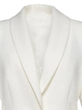 Gorunrun- Women White Irregular Pleated Ruffles Elegant Blazer New Lapel Long Sleeve Jacket Fashion Tide Spring Autumn