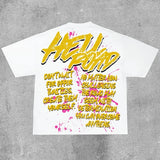 Hell Road Retro Personality Portrait Graphics Print Cotton T-Shirt Men Y2K Summer Vintage Oversize Tshirt Streetwear Women Tops