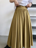 Gorunrun- High Waist Apricot Brown Pleated Long Casual A-line Half-body Skirt Women Fashion Tide New Spring Autumn