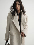 Gorunrun- 30% Wool X-Long Big Size Warm Woolen Coat New Lapel Long Sleeve Women Jacket Fashion Tide Autumn Winter