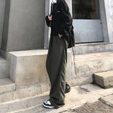 GORUNRUN American Retro Oversize Hip Hop Cargo Pants Women Fashion Lazy Wind BF Wide Leg Pants Spring Casual Straight Trousers