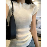 GORUNRUN-Streetwear T Shirts Women Korean Simple White Short Sleeve Tops Office Lady Elegant Fashion Solid Slim All Match Tees Summer New