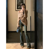 GORUNRUN-Streetwear Slash Neck Sweater Women Sexy Off Shoulder Knitted Pullovers Korean Elegant Slim Knitwear Autumn Winter Solid Jumper