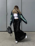 GORUNRUN Sparkly Midi Skirts Women Autumn 2023 New High Waist Glitter Sequin Y2k Long Skirt Fashion Club Party Ladies Long Skirt