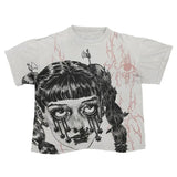 Gorunrun-Gothic spoof girl dark pattern print design oversized short-sleeved T-shirts women y2k summer new casual versatile fashion tops