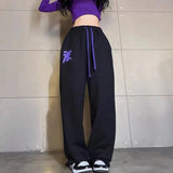 GORUNRUN-Streetwear Jogging Sweatpants Women Y2K Graffiti Print Loose Wide Leg Pants Harajuku Hip Hop Drawstring Casual Sports Trousers