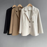 GORUNRUN-Button Back Split Silhouette Double Breasted Plus Blazer Beige Khaki Black Autumn Women Coat