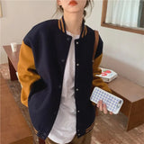 GORUNRUN-Y2K Vintage Baseball Jackets Women Harajuku Oversized Patchwork Bomber Coat Streetwear Preppy Korean Casual All Match Outerwear