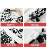 GORUNRUN-Ink Painting Long-Sleeved Chiffon Dress Women Spring Summer New Temperament Is Thin and Long Large Swing Holiday Long Skirt