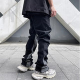 Gorunrun-Streetwear y2k 90s Fashion Hip Pop Style 2000s 2024 Kanye Y2K Fashion Patchwork Black Baggy Flare Jeans Pants For Men Clothing Straight Women Casual Long Trousers Ropa Hombre