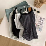 GORUNRUN-Striped Shoulder Camisole Tank Top For Women To Look Slim 24 Spring/Summer Cotton Breathable Solid