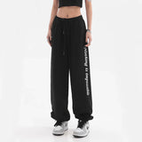 GORUNRUN Harajuku Letter Print Sweatpants Women Streetwear High Waist Wide Leg Harem Pants Hip Hop Drawstring Baggy Casual Trousers