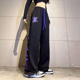 GORUNRUN-Streetwear Jogging Sweatpants Women Y2K Graffiti Print Loose Wide Leg Pants Harajuku Hip Hop Drawstring Casual Sports Trousers