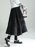 Gorunrun- High Elastic Waist Black Lace Spliced Casual Elegant Half-body Skirt Women Fashion Tide New Spring Autumn